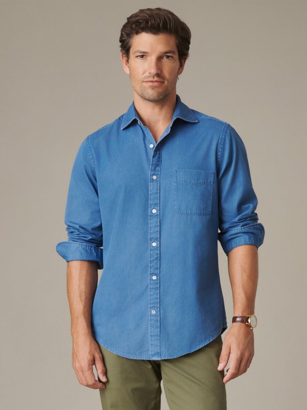 J McLaughlin Gramercy Cotton Chambray Shirt - Chambray NEW